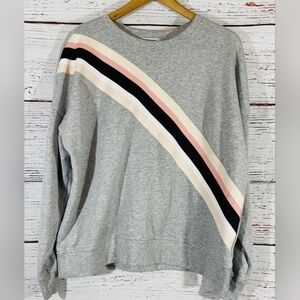 Plus Size Nine West Gray Sweatshirt with Diagonal Stripes